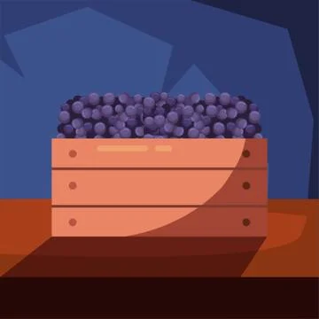 Wine grapes inside box vector design Illustrazione stock