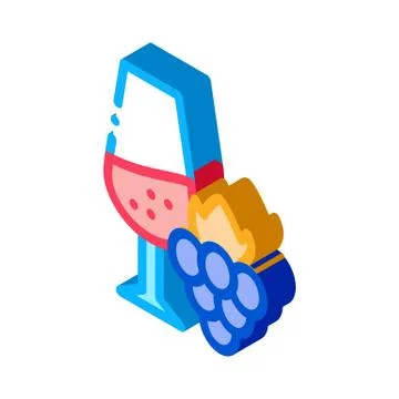 Wine with grapes isometric icon vector illustration Stock-Illustration
