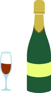 Wine with ice vector | Bottle of champagne with glass| champagne wine Illustrazione stock