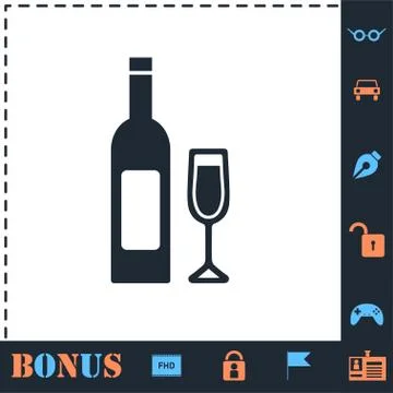 Wine icon flat Stock Illustration