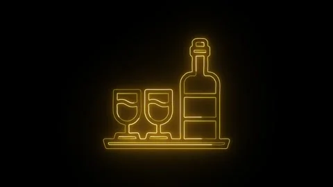 Wine Icon Isolated on Black Background Beverage Glass Symbol Design Stock Footage 330067738