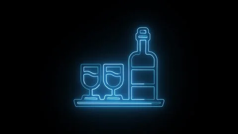 Wine Icon Isolated on Black Background Beverage Glass Symbol Design Stock Footage 330067747