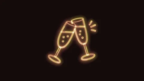 Wine Icon Neon Seamless Loop with Black Background 4K Video stock 311433592