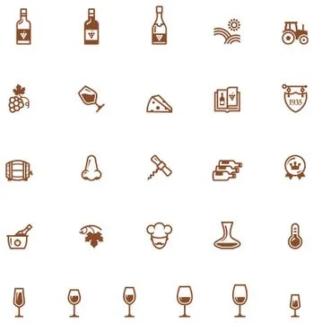 Wine icon set Stock Illustration