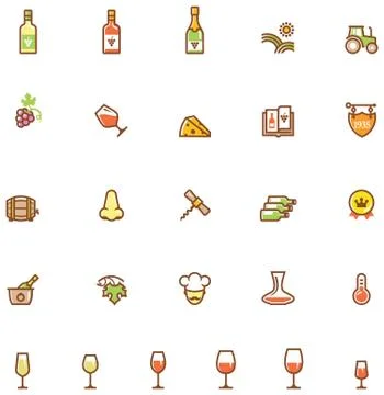 Wine icon set Stock Illustration
