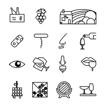 Wine icons collection Stock Illustration