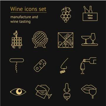 Wine icons collection Stock Illustration