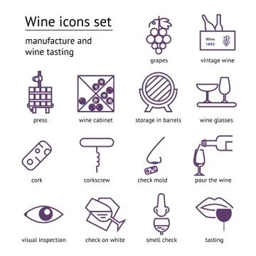 Wine icons collection Stock Illustration