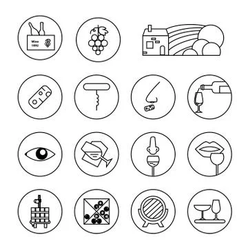 Wine icons collection Stock Illustration