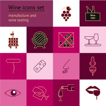 Wine icons collection Stock Illustration