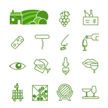 Wine icons collection Stock Illustration