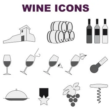 Wine icons Stock Illustration