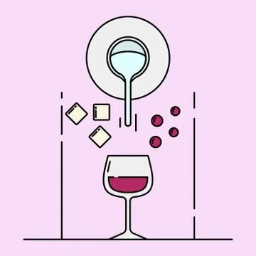 Wine illustrations items Illustrazione stock