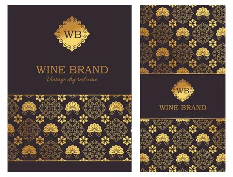 Wine label luxury design. Vector packaging illustration. Stock Illustration