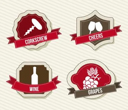 Wine labels over beige background. vector illustration Ilustração Stock