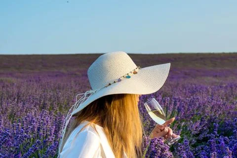 Wine in lavender Stock Photos