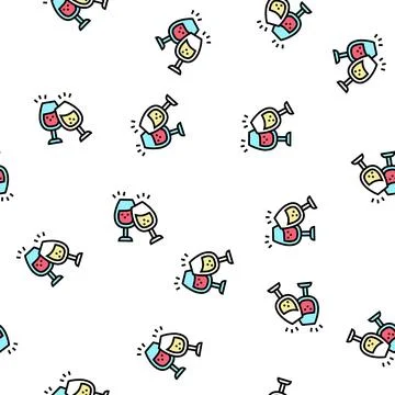 Wine leisure vector seamless pattern Stock Illustration