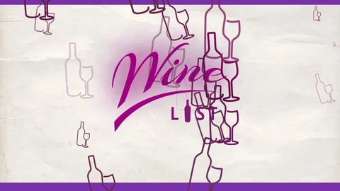 Wine list conceptual science with classy mauve offset multicolor over a white Stock Footage 129643848