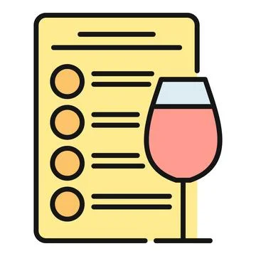 Wine list menu with glass flat color icon Illustrazione stock