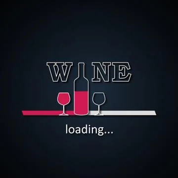 Wine loading background with half wine bottle and glasses Illustrazione stock