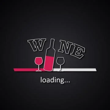 Wine loading background with half wine bottle and glasses Stock Illustration