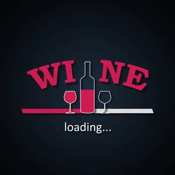 Wine loading background with half wine bottle and glasses Stock Illustration