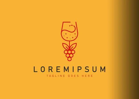 Wine logo design. Icon vector illustration of glass and grape. Modern logo de Stock Illustration