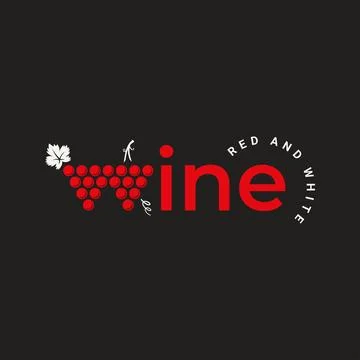 Wine logo with wine grape red and white on black Stock Illustration