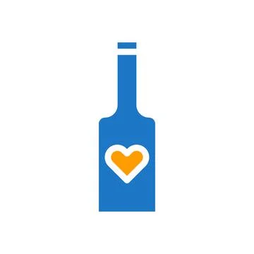 Wine love icon solid blue orange style valentine illustration symbol perfect. 스톡 일러스트