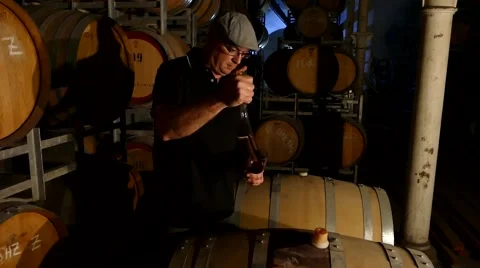 Wine Maker testing red wine Stock Footage 47267174
