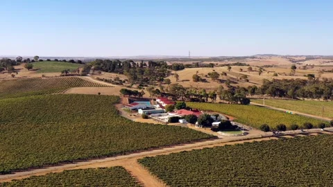 Wine making estate manor in Barossa Valley of South Australia aerial hover 4k. Stock Footage 270438772