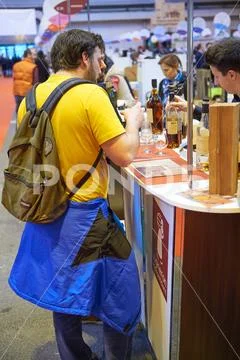 Wine market tasting French Cognac brandy Stock Photos