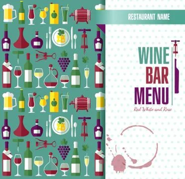 Wine menu. Abstract background. Flat style background Stock Illustration