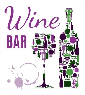 Wine menu. Abstract background. Flat style on white double exposure Stock Illustration