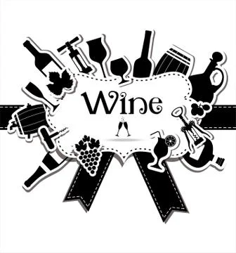 Wine menu card . Wine set for yours design. Stock Illustration