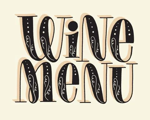 Wine Menu Hand Lettering Stock Illustration