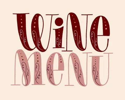 Wine Menu Hand Lettering Stock Illustration