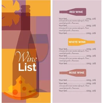 Wine menu list stencil print Stock Illustration
