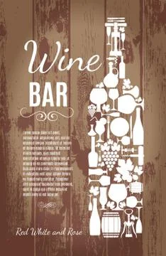Wine menu on wood texture Stock Illustration