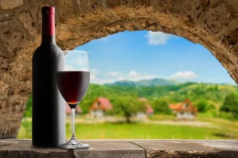 Wine next to window Stock Photos