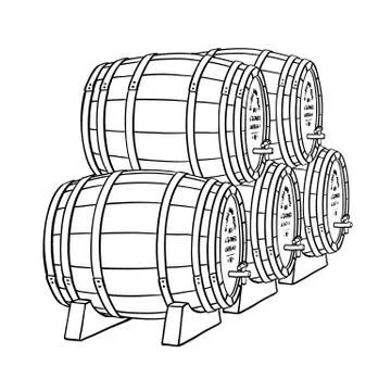 Wine or beer barrels Stock Illustration