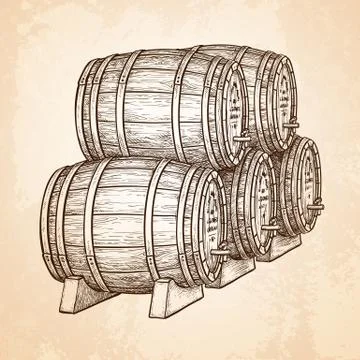 Wine or beer barrels. Stock Illustration