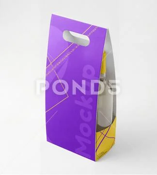 Wine packaging mockup on a white background, side view PSD Template