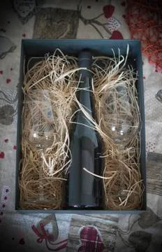 Wine Packed as a Present Stock Photos
