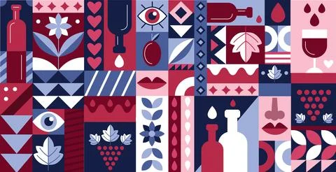 Wine pattern. Abstract food. Winery icon. Summer alcohol party. Grape juice d Stock Illustration