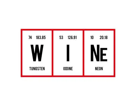 Wine - Periodic Table of Elements on black background in vector illustration. Stock Illustration