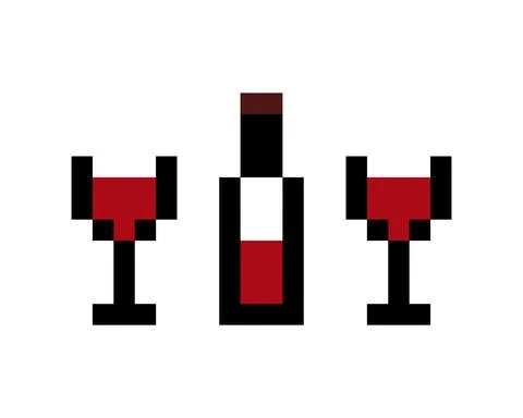 Wine pixels. Pixel art vector illustration. 스톡 일러스트