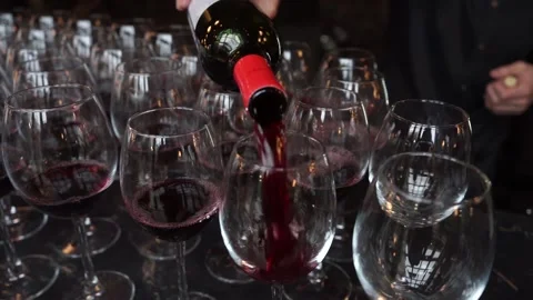 The wine is poured into glasses Stock Footage 159881355
