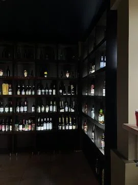 Wine rack in the bar Stock Photos
