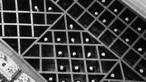 The wine rack in geometric form Stock Photos